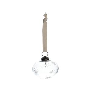 Kerstbal, ui-vorm gegraveerd met sterren, glas Kerstbal, ui-vorm gegraveerd met sterren, glas