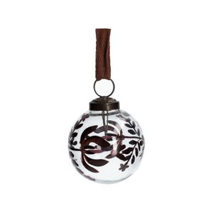 Boule de Noël, fleurs roses peintes, verre, Ø 7 cm Boule de Noël, fleurs roses peintes, verre, Ø 7 cm