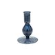 Kandelaar, beschilderd, blauw glas, bloem, 12,5 cm