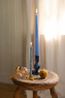 Kandelaar, beschilderd, blauw glas, bloem, 12,5 cm