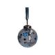 Kerstbal, beschilderd, blauw glas, bloemen, 7 cm