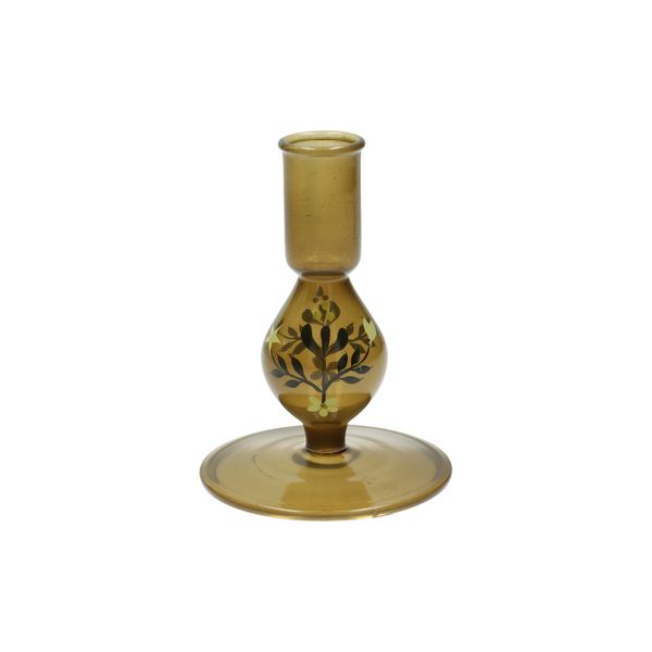 Kandelaar, handbeschilderd glas, groen, 12,5 cm