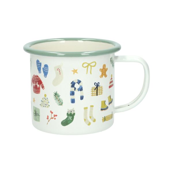 Tasse, émail, forêt d'hiver,  Ø 8 cm Tasse, émail, forêt d'hiver,  Ø 8 cm