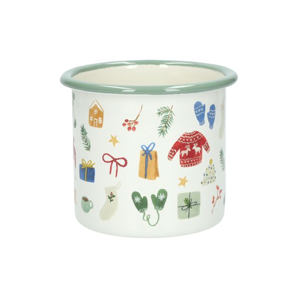 Tasse, émail, forêt d'hiver,  Ø 8 cm Tasse, émail, forêt d'hiver,  Ø 8 cm