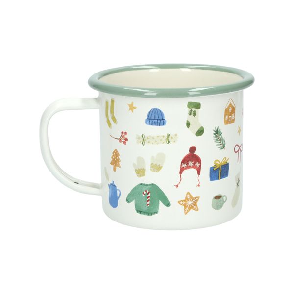 Tasse, émail, forêt d'hiver,  Ø 8 cm Tasse, émail, forêt d'hiver,  Ø 8 cm