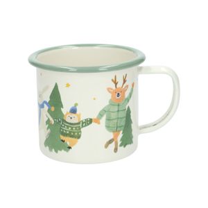 Kerstmok, emaille, dansende dieren, 300 ml