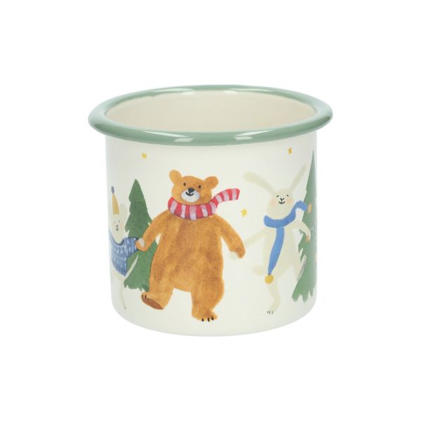 Kerstmok, emaille, dansende dieren, 300 ml