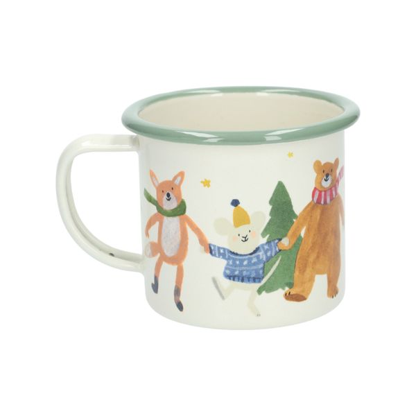 Kerstmok, emaille, dansende dieren, 300 ml