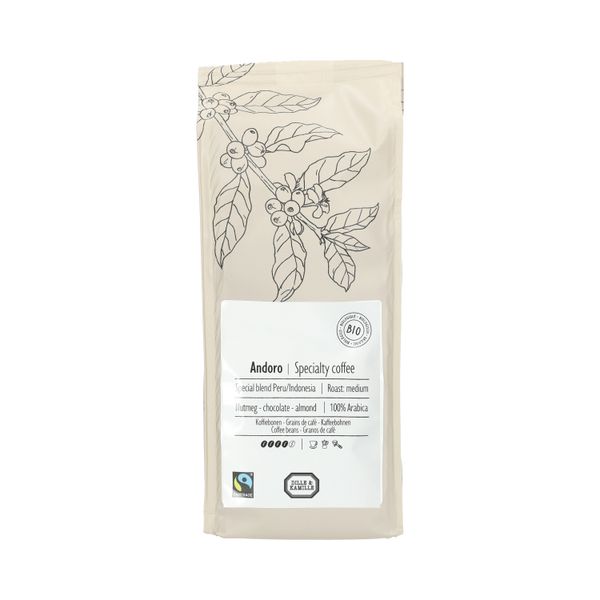 Kaffeebohnen, biologisch, Andoro Peru/Indonesien, 250 Gramm