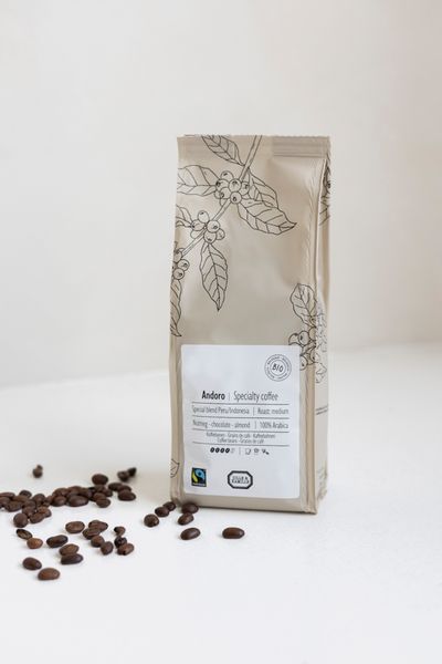 Kaffeebohnen, biologisch, Andoro Peru/Indonesien, 250 Gramm