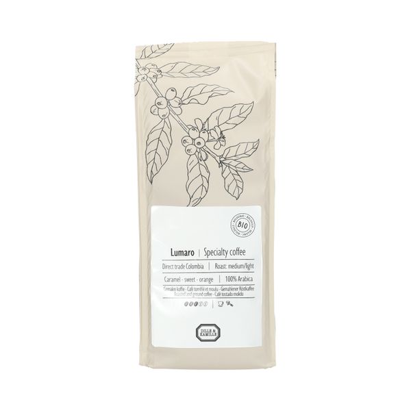 Gemalen koffie, biologisch, Lumaro Colombia, 250 gram