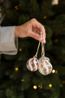 Kerstbal gedraaide streep, glas, oker/wit, 5 cm