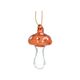Hanger paddenstoel met stippen, glas, rood, 9 cm