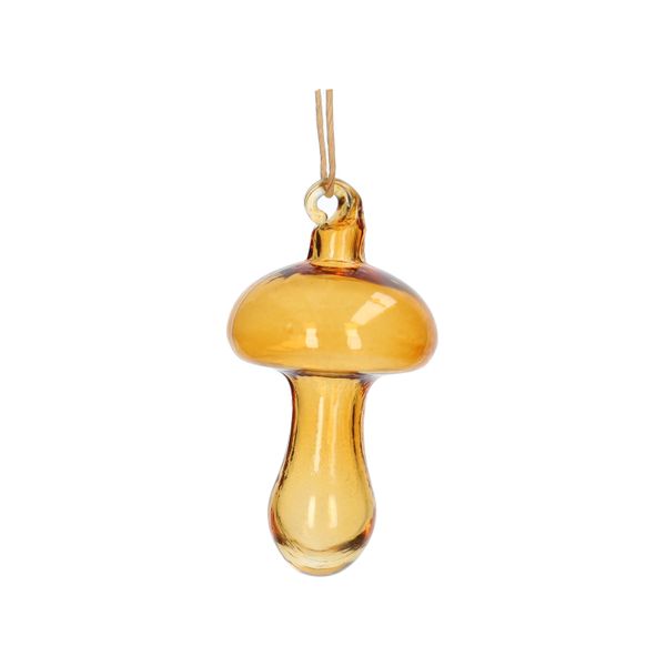 Hanger paddenstoel, glas, oker, 9 cm