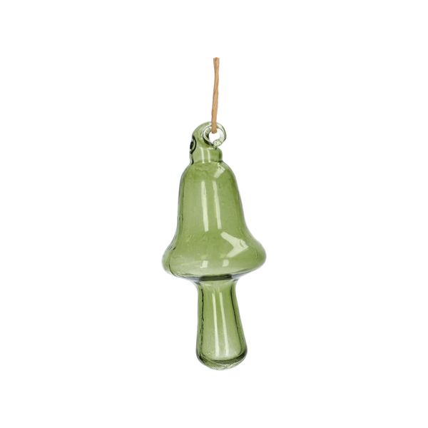 Hanger paddenstoel, glas, groen, 9 cm
