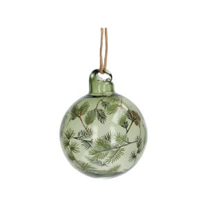 Kerstbal met takjes, glas, groen, Ø 5 cm