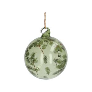 Kerstbal met takjes, glas, groen, Ø 8 cm