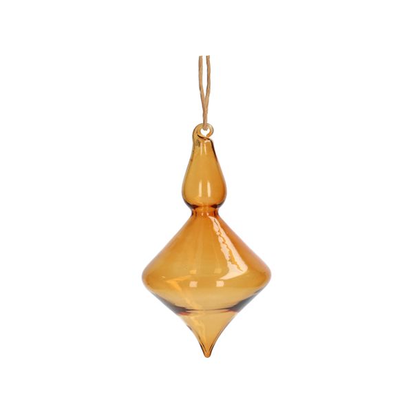 Kerstbal, pegel, glas, oker, 9,5 cm