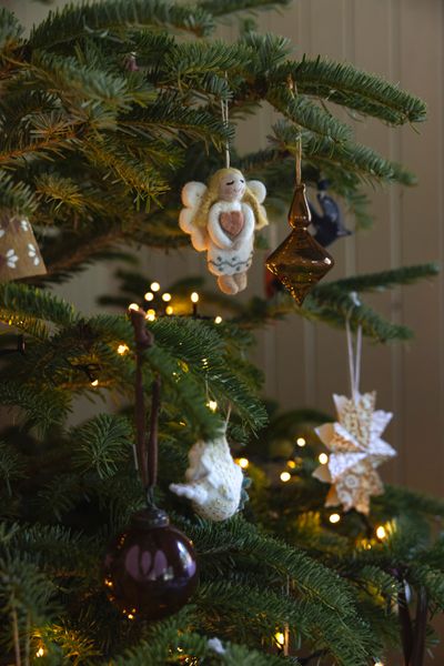 Kerstbal, pegel, glas, oker, 9,5 cm