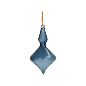 Kerstbal, pegel, glas, blauw, 9,5 cm
