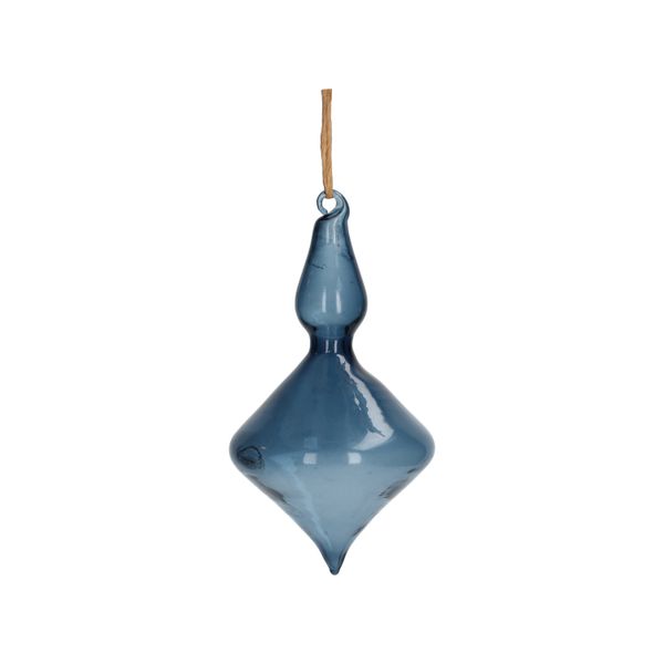 Kerstbal, pegel, glas, blauw, 9,5 cm