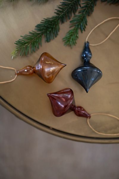 Kerstbal, pegel, glas, roodbruin, 9,5 cm