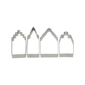 Uitsteekvorm huisje, recycled rvs, 4 stuks