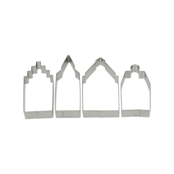 Uitsteekvorm huisje, recycled rvs, 4 stuks