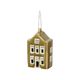 Hanger huisje, porselein, mosgroen, 7 cm