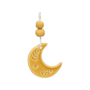 Suspension, lune, ocre, porcelaine, 4,5 cm Suspension, lune, ocre, porcelaine, 4,5 cm