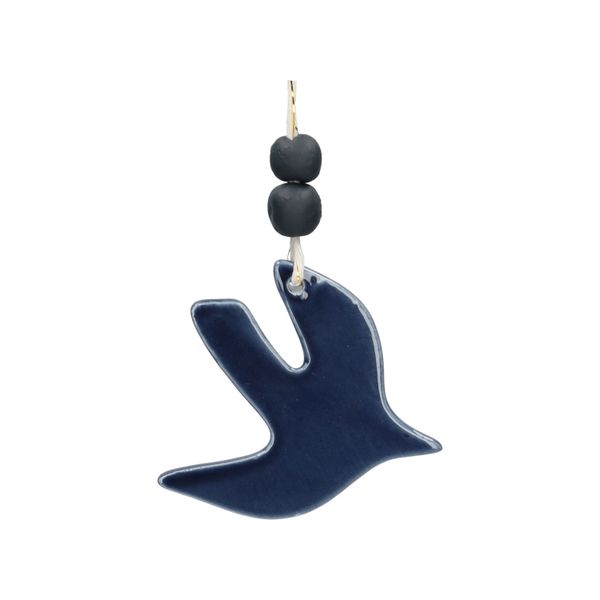 Hanger duif, geglazuurd porselein, blauw, 5,5 cm