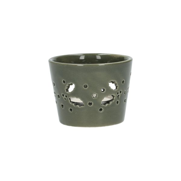 Waxinelichthouder, porselein, groen, H5,5 X Ø7 cm