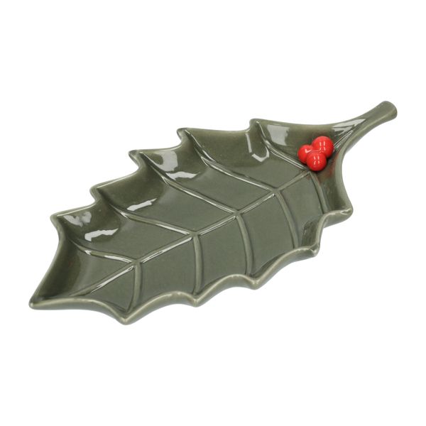 Plat, feuille de houx, porcelaine Plat, feuille de houx, porcelaine