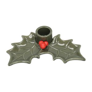Bougeoir, feuilles de houx, porcelaine Bougeoir, feuilles de houx, porcelaine