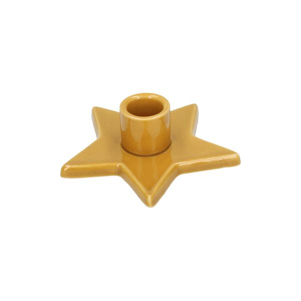 Kandelaar ster voor minikaars, porselein, oker