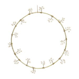 Krans witte besjes, messing, 23 cm