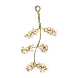 Hanger witte besjes, messing