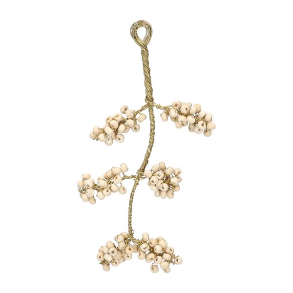 Hanger witte besjes, messing