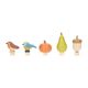 Stekers voor jaarring, hout, vogels en fruit, set van 5