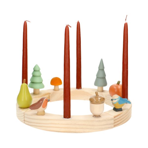 Stekers voor jaarring, hout, vogels en fruit, set van 5