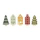 Stekers voor jaarring, hout, huisjes, set van 5