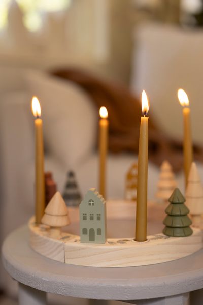 Stekers voor jaarring, hout, huisjes, set van 5