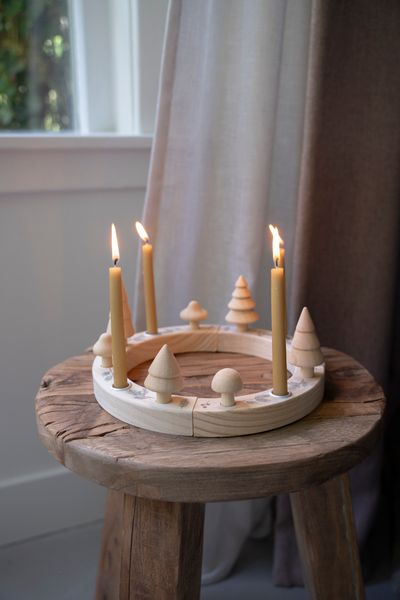 Jaarring of adventskalender, hout, inclusief stekers