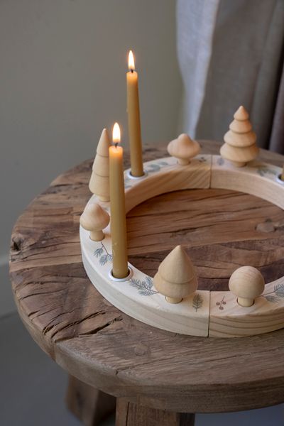 Jaarring of adventskalender, hout, inclusief stekers