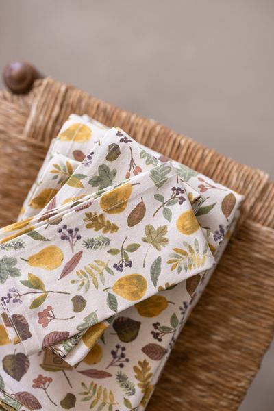 Nappe, coton bio GOTS, récolte de poires, 145 x 300 cm