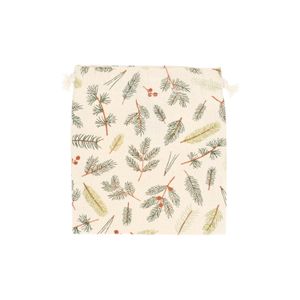 Pochon cadeau, coton bio GOTS, verdure de Noël, 14 x 15 cm