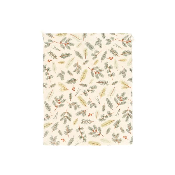 Pochon cadeau, coton bio GOTS, verdure de Noël, 24 x 29 cm
