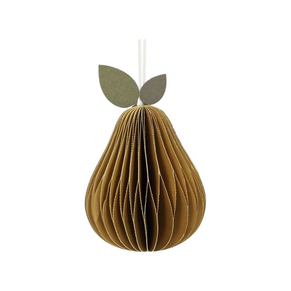Hanger peer, papier, honingraat, oker, 8,5 cm