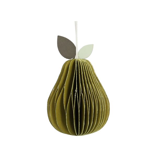 Hanger peer, papier, groen, honingraat, 8,5 cm