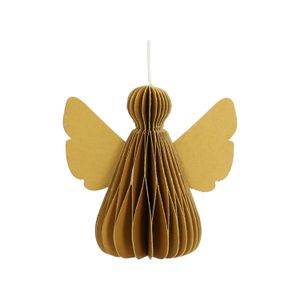 Hanger engeltje, papier, honingraat, oker, 8 cm